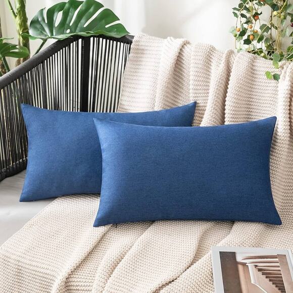 Outdoor Solid Waterproof Throw Pillow Covers Linen Cotton - Picture 1 of 4